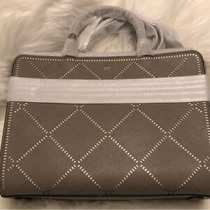 Tory Burch Robinson Crosshatch Gray Tote Bag